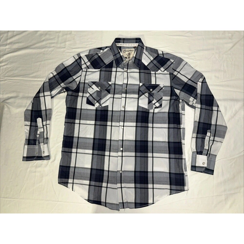 Coastal Pearl Snap Shirt Mens XL Plaid Long Sleeve Button Up
